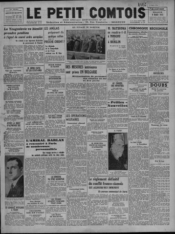 09/03/1941 - Le petit comtois [Texte imprimé] : journal républicain démocratique quotidien