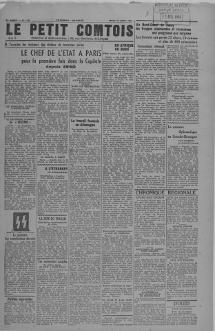 27/04/1944 - Le petit comtois [Texte imprimé] : journal républicain démocratique quotidien