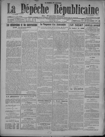 22/12/1928 - La Dépêche républicaine de Franche-Comté [Texte imprimé]