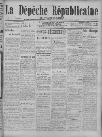 14/09/1908 - La Dépêche républicaine de Franche-Comté [Texte imprimé]