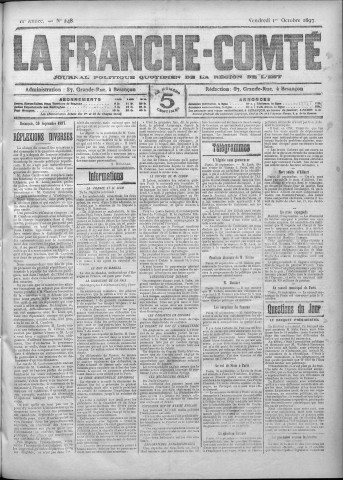 01/10/1897 - La Franche-Comté : journal politique de la région de l'Est
