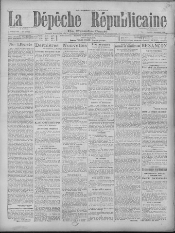 09/11/1920 - La Dépêche républicaine de Franche-Comté [Texte imprimé]