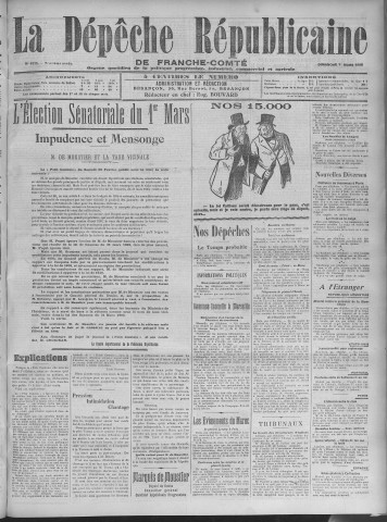 01/03/1908 - La Dépêche républicaine de Franche-Comté [Texte imprimé]