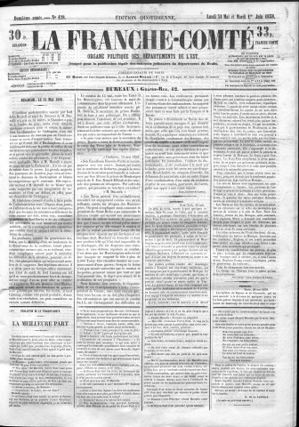 31/05/1858 - La Franche-Comté : organe politique des départements de l'Est