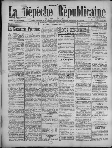 22/02/1925 - La Dépêche républicaine de Franche-Comté [Texte imprimé]