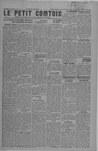 18/04/1944 - Le petit comtois [Texte imprimé] : journal républicain démocratique quotidien