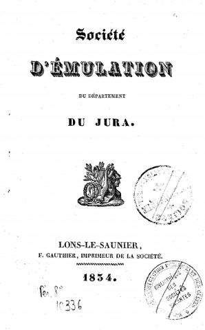 01/01/1833 - Société d'émulation du département du Jura [Texte imprimé]