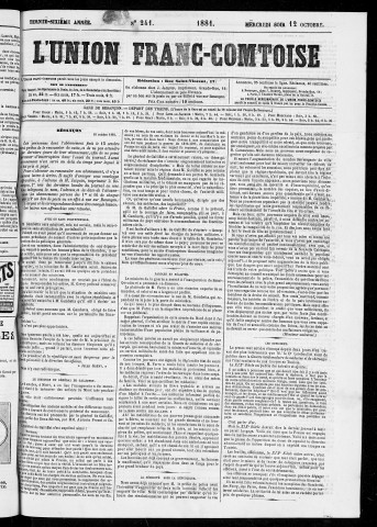 12/10/1881 - L'Union franc-comtoise [Texte imprimé]