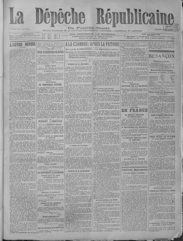 17/01/1919 - La Dépêche républicaine de Franche-Comté [Texte imprimé]