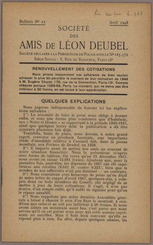 04/1948 - Bulletin / Société des amis de Léon Deubel