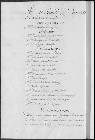 Registre des délibérations municipales 1er janvier - 31 décembre 1729