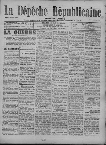 13/04/1915 - La Dépêche républicaine de Franche-Comté [Texte imprimé]