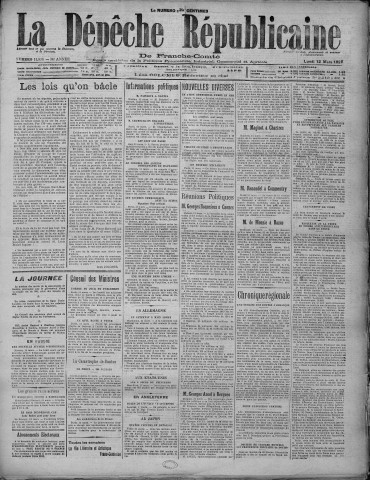 12/03/1928 - La Dépêche républicaine de Franche-Comté [Texte imprimé]