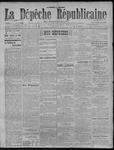 29/09/1923 - La Dépêche républicaine de Franche-Comté [Texte imprimé]