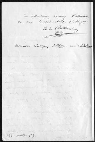 Ms 2947 (tome VI) - Lettres adressées à P.-J. Proudhon : Cadillan à Clerc