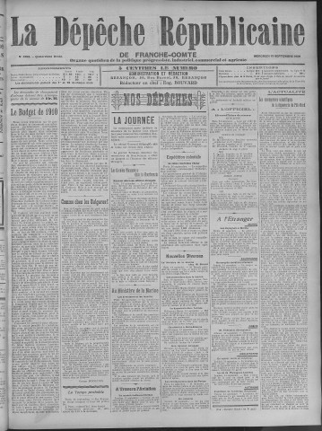 15/09/1909 - La Dépêche républicaine de Franche-Comté [Texte imprimé]