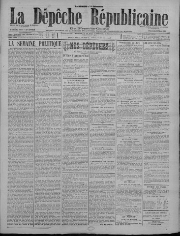 12/03/1922 - La Dépêche républicaine de Franche-Comté [Texte imprimé]