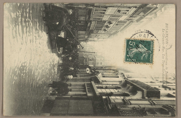 Besançon - Inondations de Janvier 1910 - Grande-Rue . Les Transbordements. [image fixe] , 1904/1910