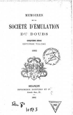 01/01/1882 - Mémoires de la Société d'émulation du Doubs [Texte imprimé]