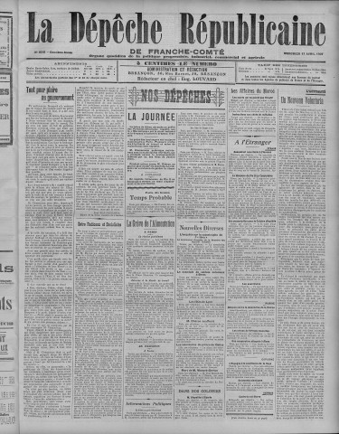 17/04/1907 - La Dépêche républicaine de Franche-Comté [Texte imprimé]