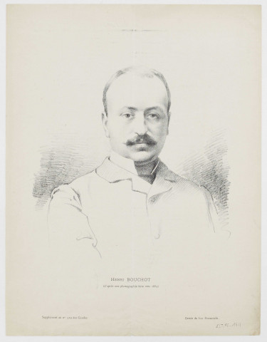 Henri Bouchot (d'après une photographie faite vers 1885) [image fixe] / Dessin de Luc Franceschi , 1885