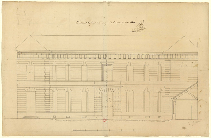 Hôtels Tassin de Villiers et Tassin de Moncourt, à Orléans. Elévation d'une façade / Pierre-Adrien Pâris , [S.l.] : [P.-A. Pâris], [1791]