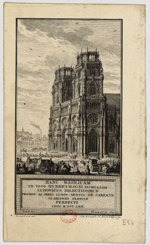 Orléans, cathédrale, les deux tours vues decôté [Image fixe] / Trouard Arch. inv., J.M. Moreau le Je del. et sculp. 1771 , 1771