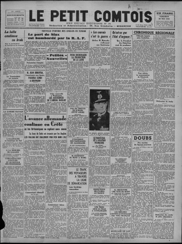 30/05/1941 - Le petit comtois [Texte imprimé] : journal républicain démocratique quotidien