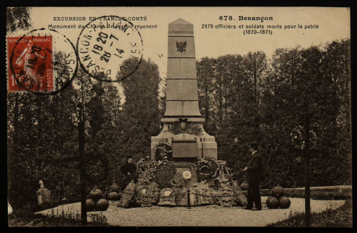 Besançon - Monument du Champ-Bruley ou reposent 2179 officiers morts pour la Patrie (1870-71) [image fixe] , Besançon : Etablissements C. Lardier - Besançon, 1914/1930