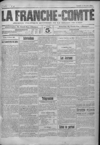11/02/1895 - La Franche-Comté : journal politique de la région de l'Est