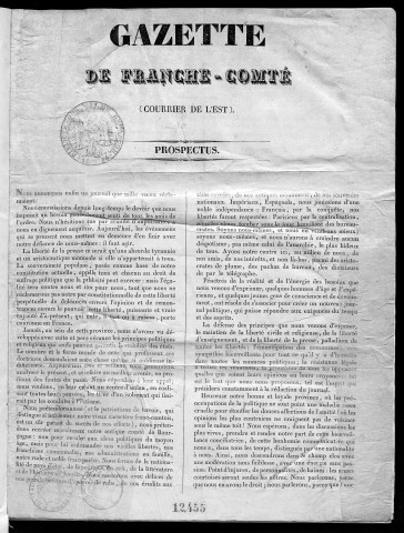 01/08/1831 - Gazette de Franche-Comté (Courrier de l'Est) : 1831, n° 1 (9 août) - 1834, n° 69 (5 avril)