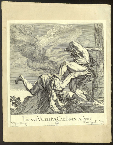 Caïn et Abel [image fixe] / Titianus Vecellius, Cad Invent & Pinx, V. Lefebre del et sculp  ; F. Van Campen Formis. Venetys : Johanne Van Campen, 1662/1...
