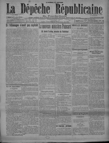 12/11/1928 - La Dépêche républicaine de Franche-Comté [Texte imprimé]