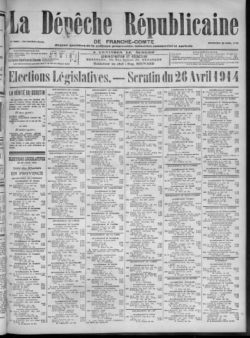 29/04/1914 - La Dépêche républicaine de Franche-Comté [Texte imprimé]
