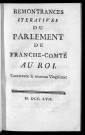 Remontrances itératives du Parlement de Franche-Comté au Roy concernant le nouveau Vingtième