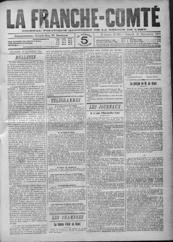21/11/1891 - La Franche-Comté : journal politique de la région de l'Est
