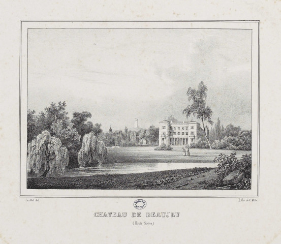 Château de Beaujeu [estampe] : Haute-Saône / Jacottet, delineavit  ; lithographie de C. Motte , [S.l.] : [s.n.], [1800-1899]