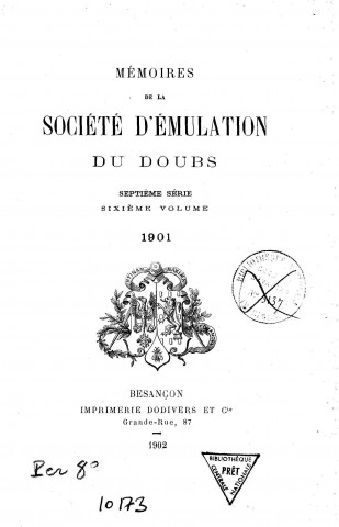 01/01/1901 - Mémoires de la Société d'émulation du Doubs [Texte imprimé]