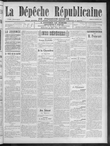 15/01/1907 - La Dépêche républicaine de Franche-Comté [Texte imprimé]
