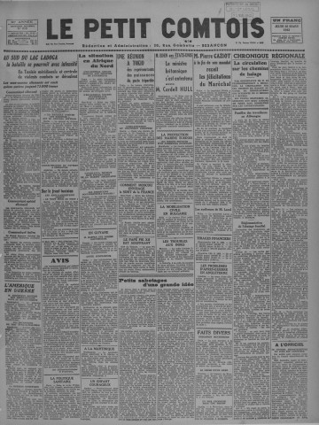 25/03/1943 - Le petit comtois [Texte imprimé] : journal républicain démocratique quotidien