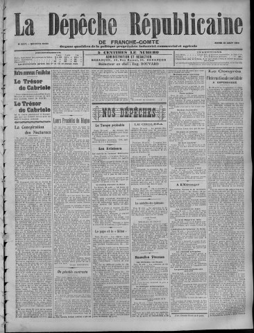 30/08/1910 - La Dépêche républicaine de Franche-Comté [Texte imprimé]