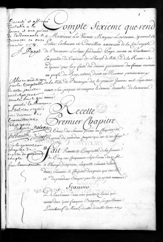 Comptes de la Ville de Besançon, recettes et dépenses, Compte de Ferdinand Pagot (1736)
