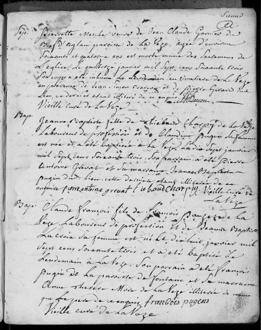 Paroisse de La Vèze : baptêmes (naissances), mariages, sépultures (décès) (1er janvier 1763 - 29 décembre 1766)