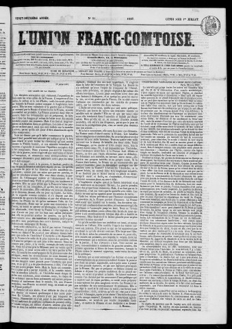 01/07/1867 - L'Union franc-comtoise [Texte imprimé]