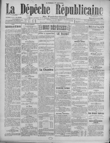14/01/1925 - La Dépêche républicaine de Franche-Comté [Texte imprimé]