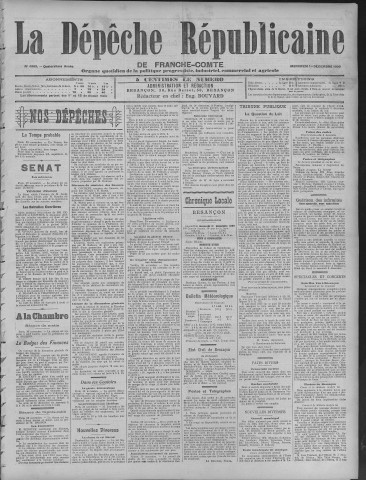 01/12/1909 - La Dépêche républicaine de Franche-Comté [Texte imprimé]