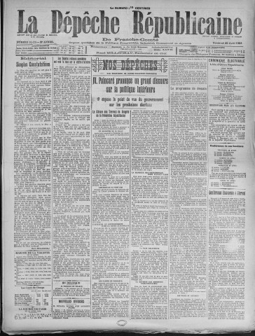 25/04/1924 - La Dépêche républicaine de Franche-Comté [Texte imprimé]