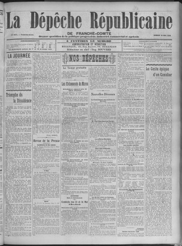16/05/1908 - La Dépêche républicaine de Franche-Comté [Texte imprimé]