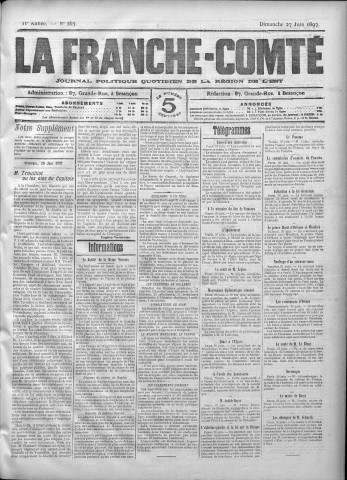 27/06/1897 - La Franche-Comté : journal politique de la région de l'Est