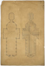 Eglise Saint-Claude, projet de construction, rez-de-chaussée et combles : plans dressés le 30 juillet 1874 (entoilés).